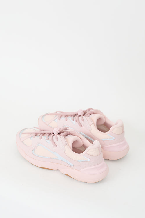 Dior Pink Leather 
Mesh Cannage B24 Sneaker