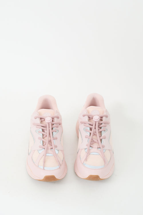 Dior Pink Leather 
Mesh Cannage B24 Sneaker