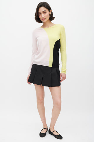 Dior Pink 
Multicolour Wool Panelled Knit Sweater