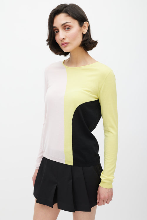 Dior Pink 
Multicolour Wool Panelled Knit Sweater