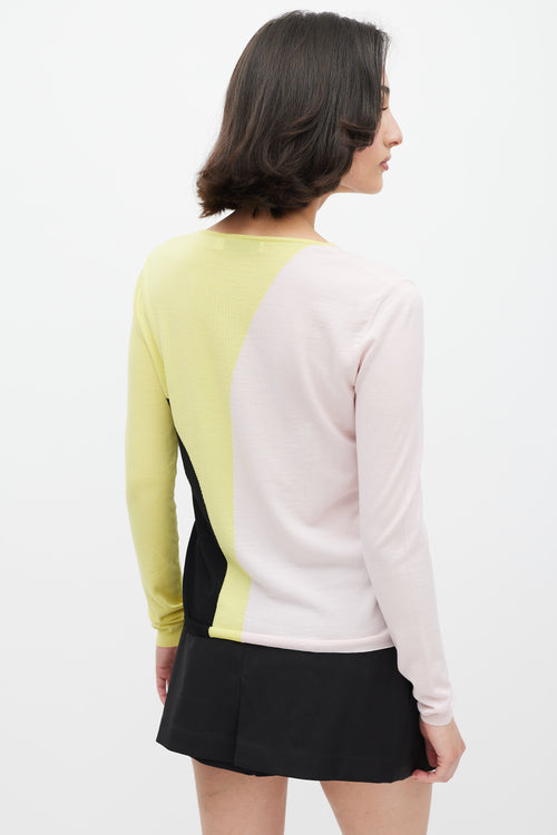 Dior Pink 
Multicolour Wool Panelled Knit Sweater