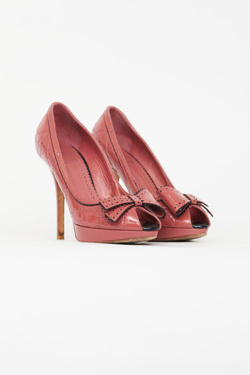 Dior Pink Patent Peep Toe Bow Pump