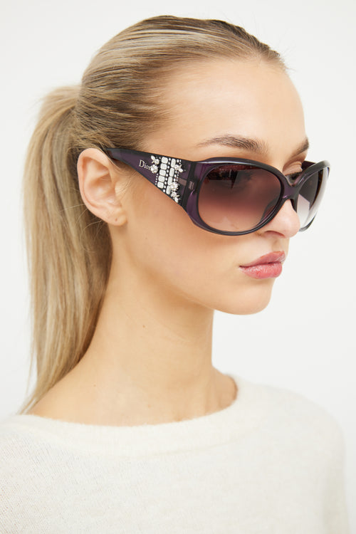 Dior Purple Oversized Purple Embellished 609J8 Sunglasses