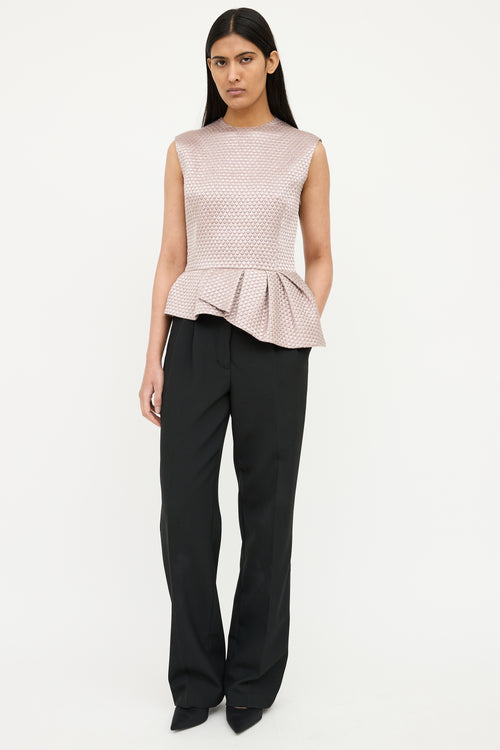 Dior Purple Pleated Peplum Top