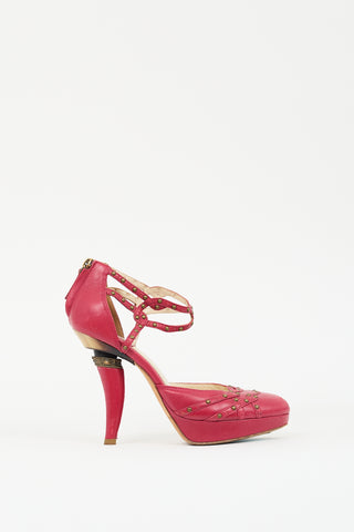 Dior Vintage Red Leather 
Grommet Pump