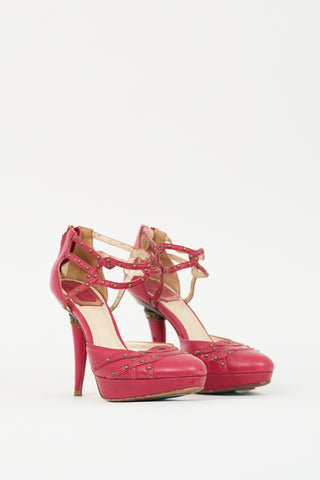 Dior Vintage Red Leather 
Grommet Pump