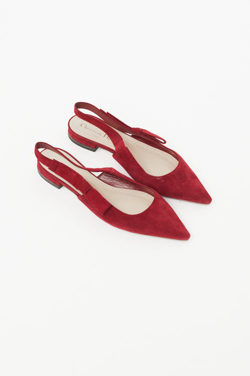 Dior Red Suede Slingback Flat