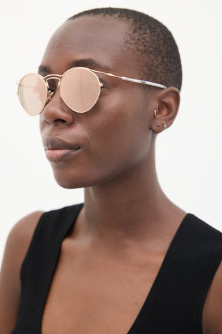 Dior Rose Gold 
White DiorOrigins1 Circular Sunglasses