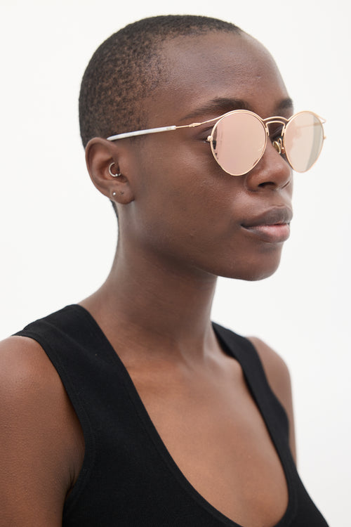 Dior Rose Gold 
White DiorOrigins1 Circular Sunglasses