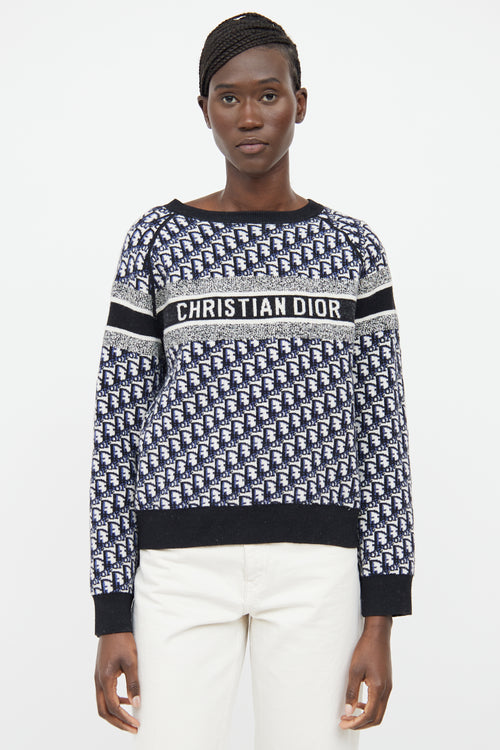 Dior Navy 
Grey Oblique Reversible Sweater