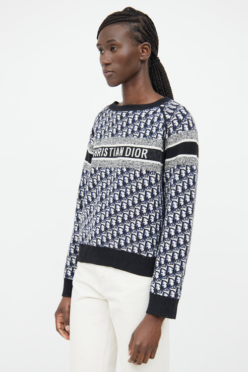 Dior Navy 
Grey Oblique Reversible Sweater