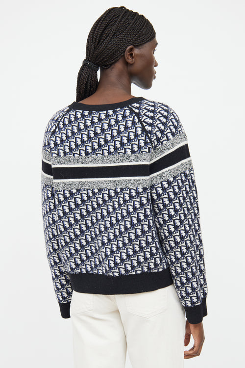 Dior Navy 
Grey Oblique Reversible Sweater