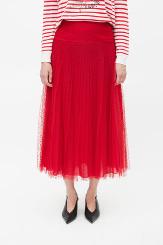 Dior SS 2017 Red Pleated Tulle Skirt