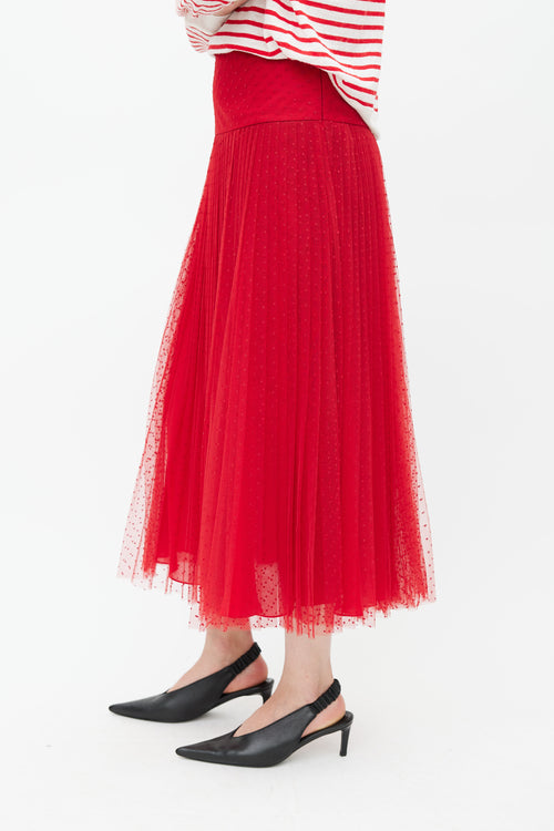 Dior SS 2017 Red Pleated Tulle Skirt