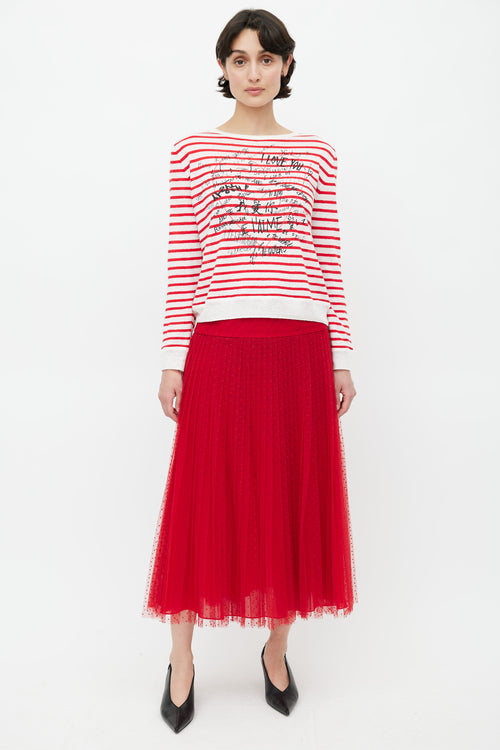 Dior Summer 2020 Red 
White Dioramour Stripes Sweater