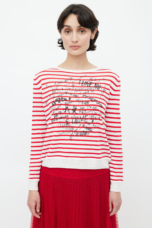 Dior Summer 2020 Red 
White Dioramour Stripes Sweater