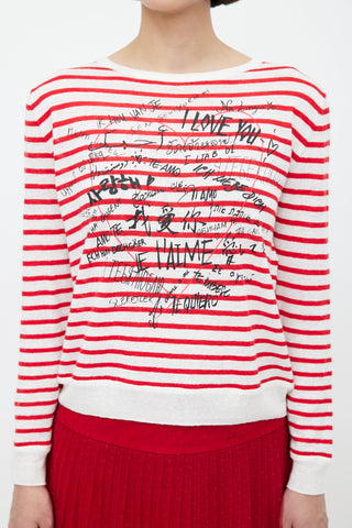 Dior Summer 2020 Red 
White Dioramour Stripes Sweater