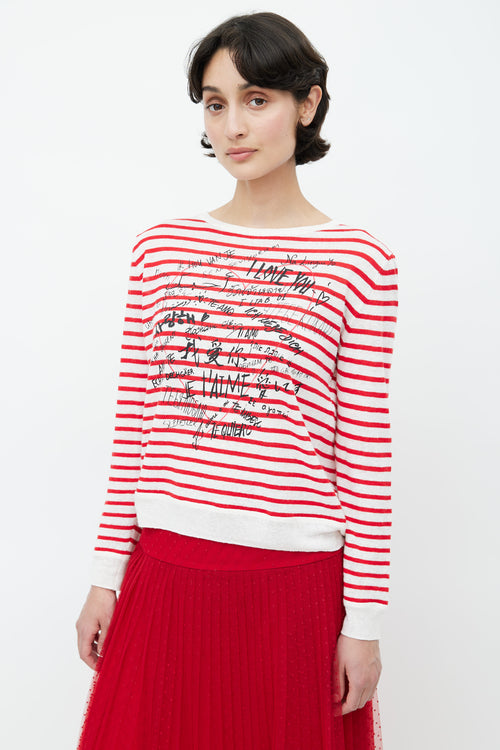 Dior Summer 2020 Red 
White Dioramour Stripes Sweater