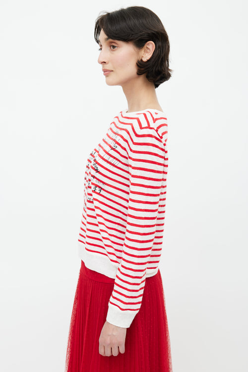 Dior Summer 2020 Red 
White Dioramour Stripes Sweater