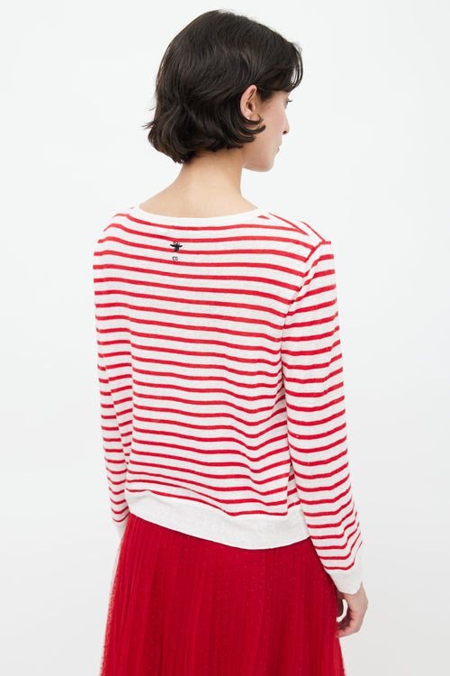 Dior Summer 2020 Red 
White Dioramour Stripes Sweater