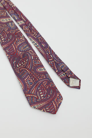 Dior Vintage Burgundy 
Multi Silk Paisley Tie