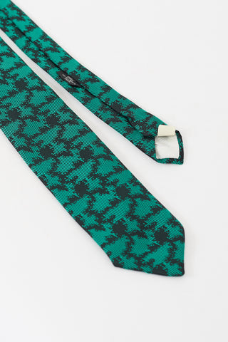 Dior Vintage Green 
Black Abstract Jacquard Tie