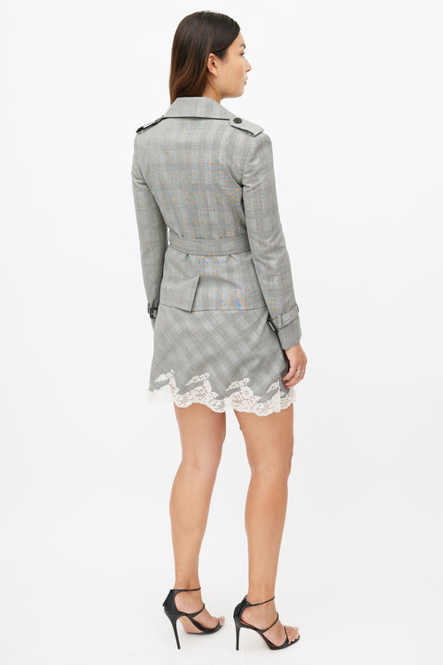 Dior Vintage Grey Glen Check 
Lace Suit