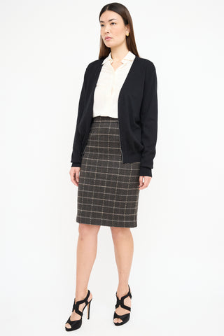 Dior Vintage Grey 
Multi Wool Check Skirt