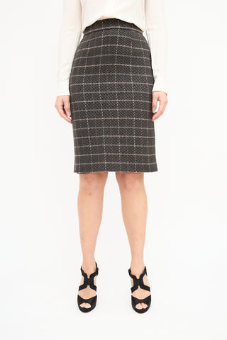 Dior Vintage Grey 
Multi Wool Check Skirt