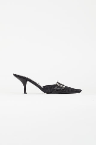 Dior Vintage Black Monogram Mule