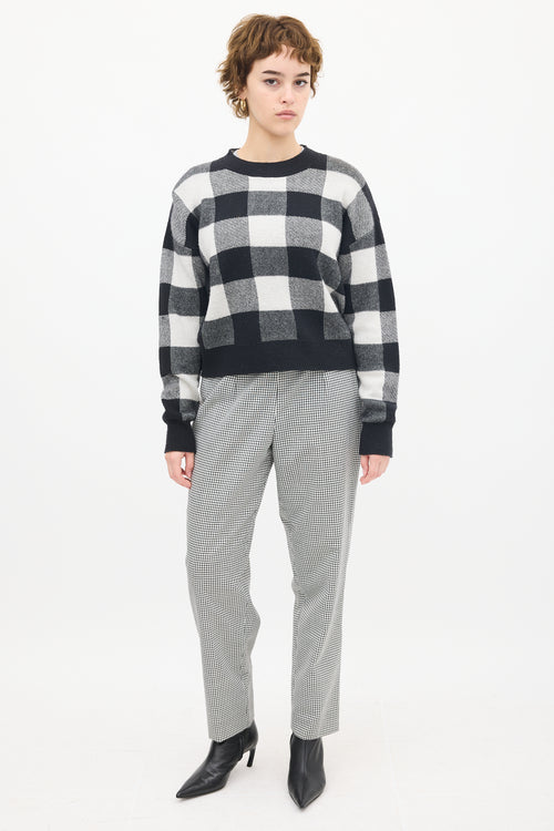 Dior White 
Black Cashmere Knit Gingham Logo Sweater