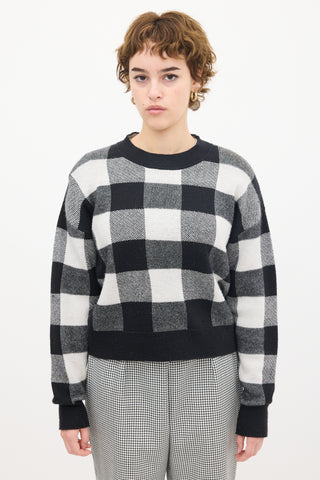 Dior White 
Black Cashmere Knit Gingham Logo Sweater