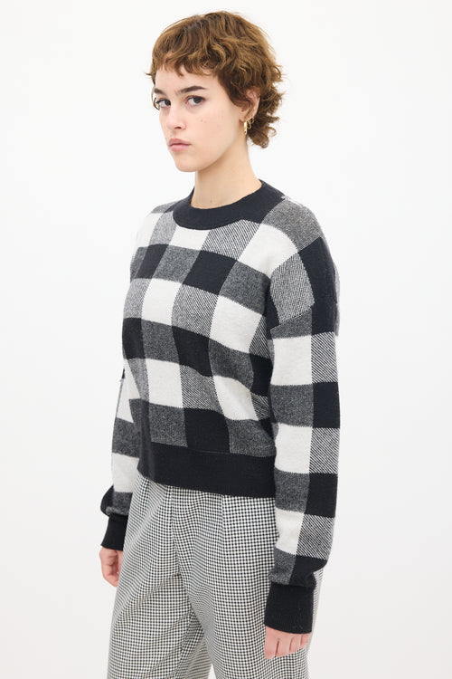 Dior White 
Black Cashmere Knit Gingham Logo Sweater