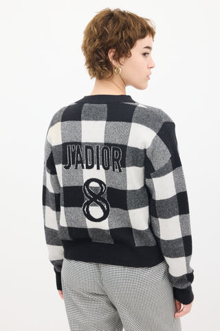 Dior White 
Black Cashmere Knit Gingham Logo Sweater