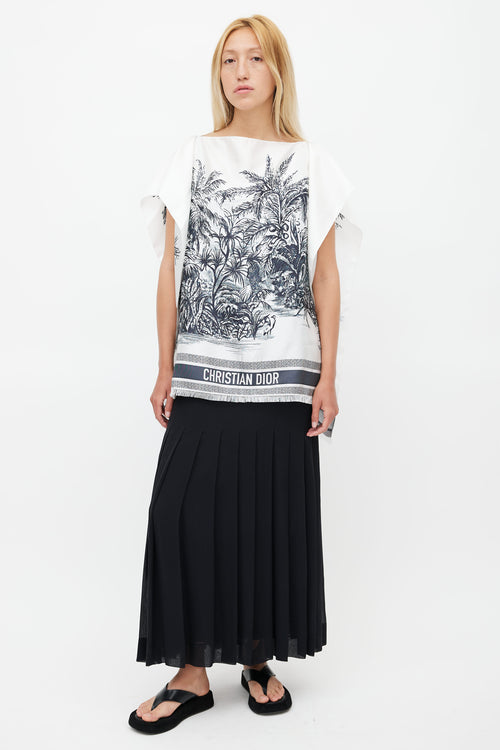 Dior White 
Black Silk Toile Du Jouy Top