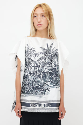 Dior White 
Black Silk Toile Du Jouy Top