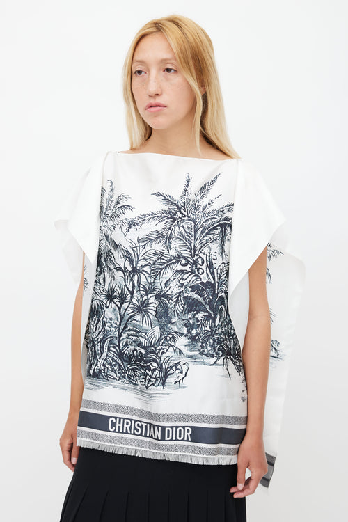 Dior White 
Black Silk Toile Du Jouy Top