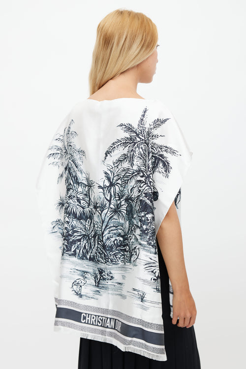 Dior White 
Black Silk Toile Du Jouy Top