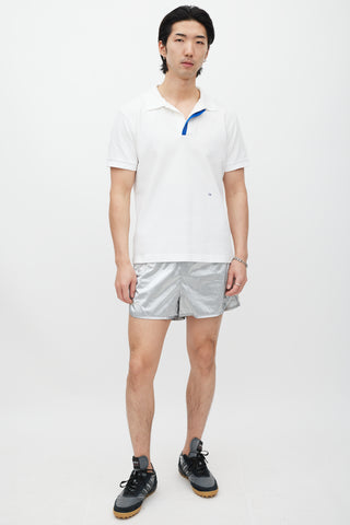 Dior White 
Blue Embroidered Polo