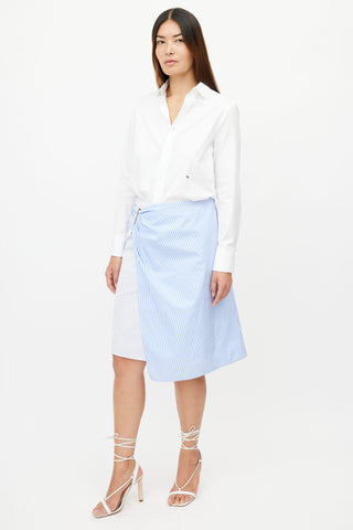 Dior White 
Blue Stripe Asymmetrical Skirt