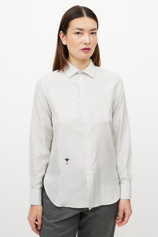 Dior White 
Black Silk Checked Shirt