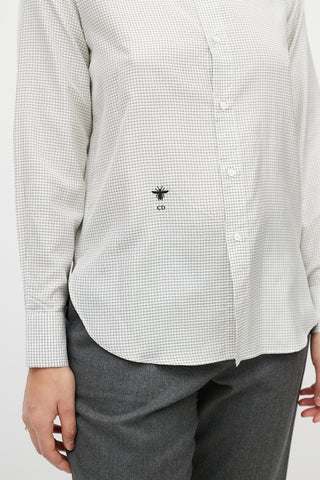 Dior White 
Black Silk Checked Shirt