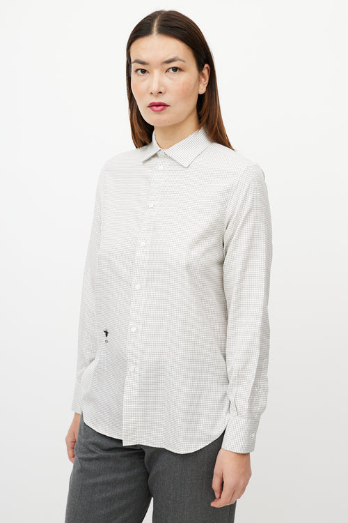 Dior White 
Black Silk Checked Shirt