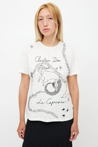 Dior White Embroidered Le Capricorne T-Shirt