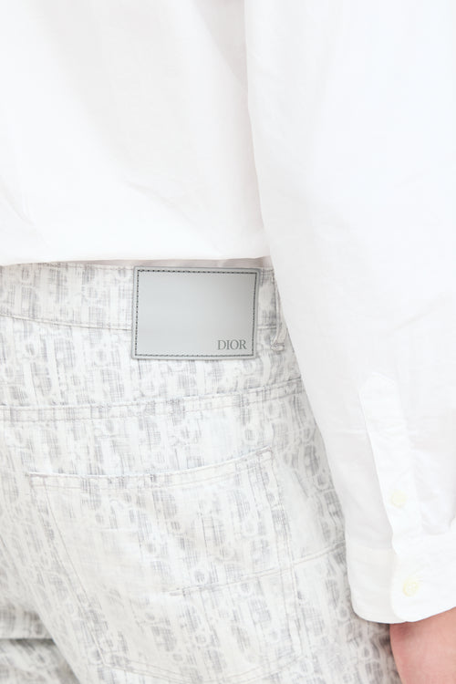 Dior White 
Grey Embroidered Oblique Jeans