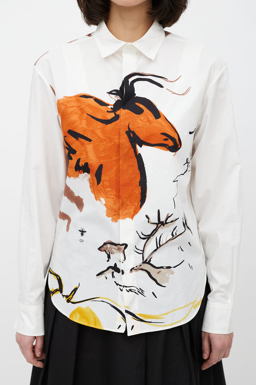 Dior White 
Multicolour Print Shirt