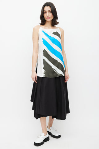 Dior White 
Multicolour Stripe Silk Tank Top