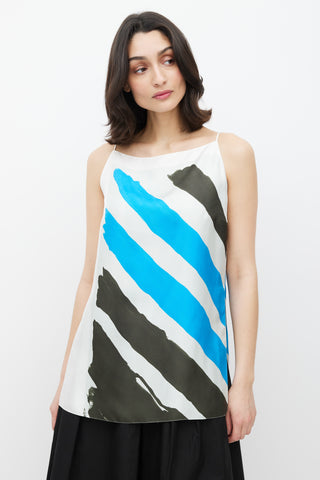 Dior White 
Multicolour Stripe Silk Tank Top