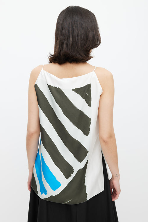 Dior White 
Multicolour Stripe Silk Tank Top