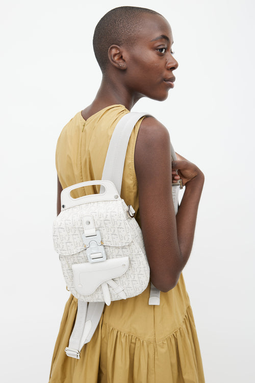 Dior White Oblique Canvas Mini Saddle Backpack